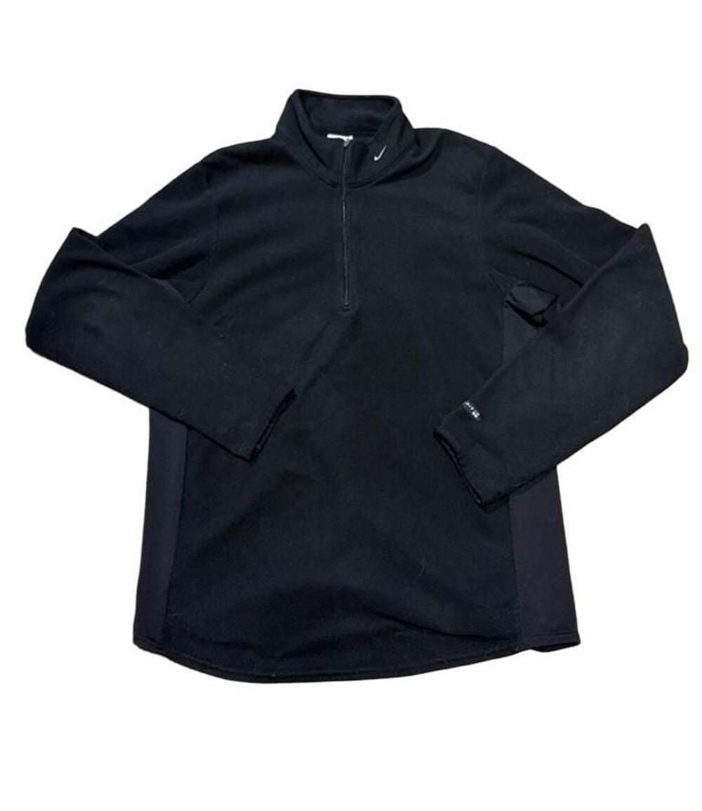 Vintage Nike Fit Therma Fleece 1/4 Quarter Zip Pullover Black Men's Size Large